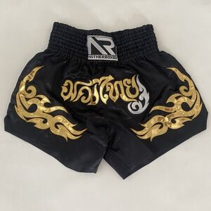 Another Boxer Special Mens Large (Actual 28x4") Black Gold Silver Boxing Trunks
